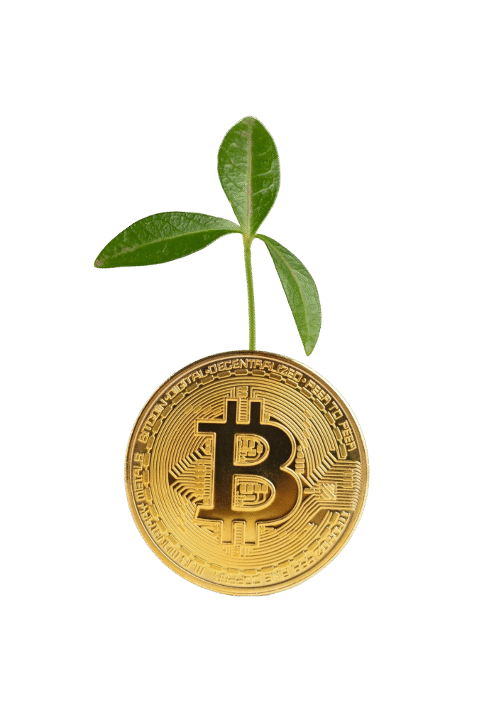 golden-bitcoin-with-plant-it